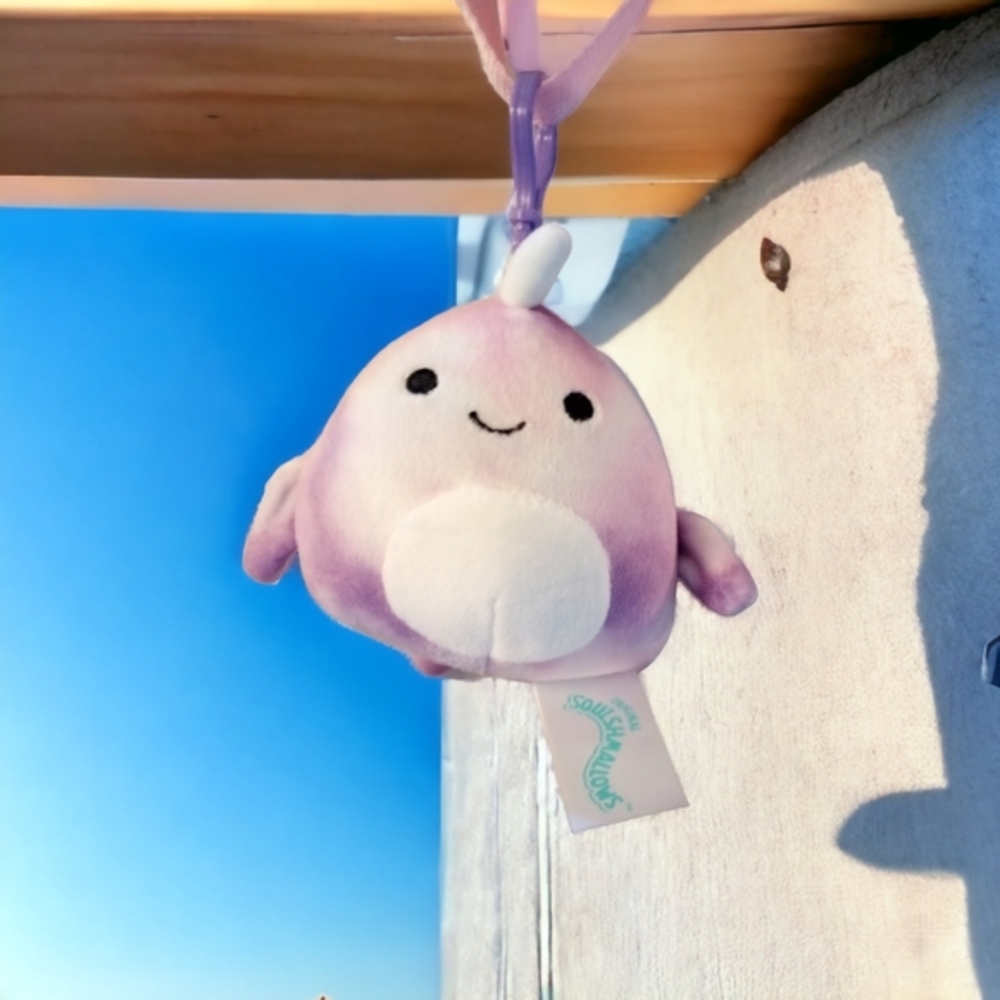 Nabila the Purple Tie-Dyed Narwhal Squishmallow Clip